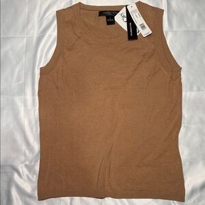 August Silk Tan Sleeveless Tank Top